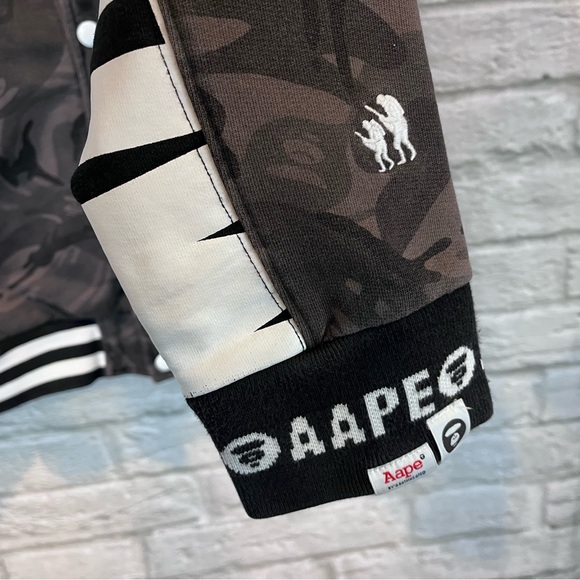AAPE by A Bathing Ape Size Large Camouflage Varsity Snap Button Jacket - Picture 6 of 16
